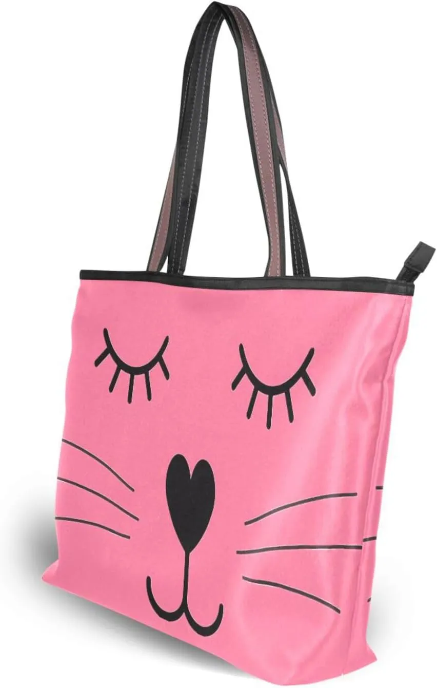 JSTEL Tote Bag for Women with Zipper,Polyester Tote Purse Holiday Tote Bag Work Handbag Women Gift
