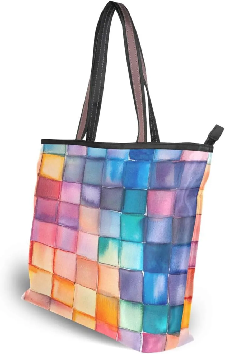JSTEL Tote Bag for Women with Zipper,Polyester Tote Purse Holiday Tote Bag Work Handbag Women Gift
