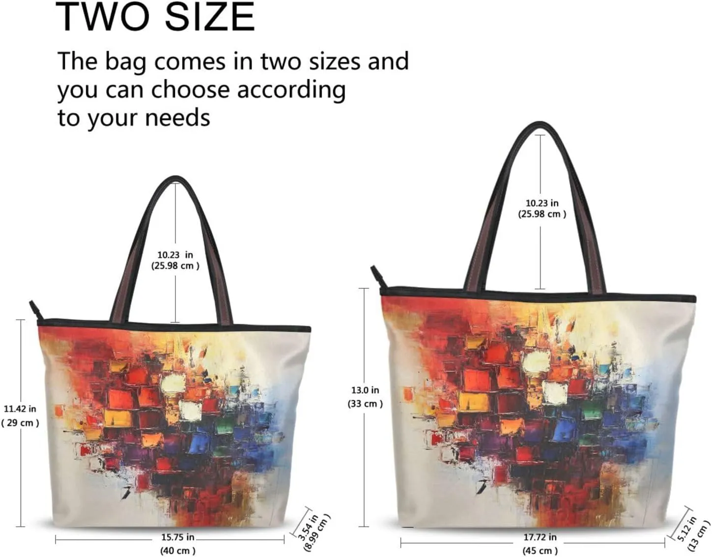 JSTEL Tote Bag for Women with Zipper,Polyester Tote Purse Holiday Tote Bag Work Handbag Women Gift