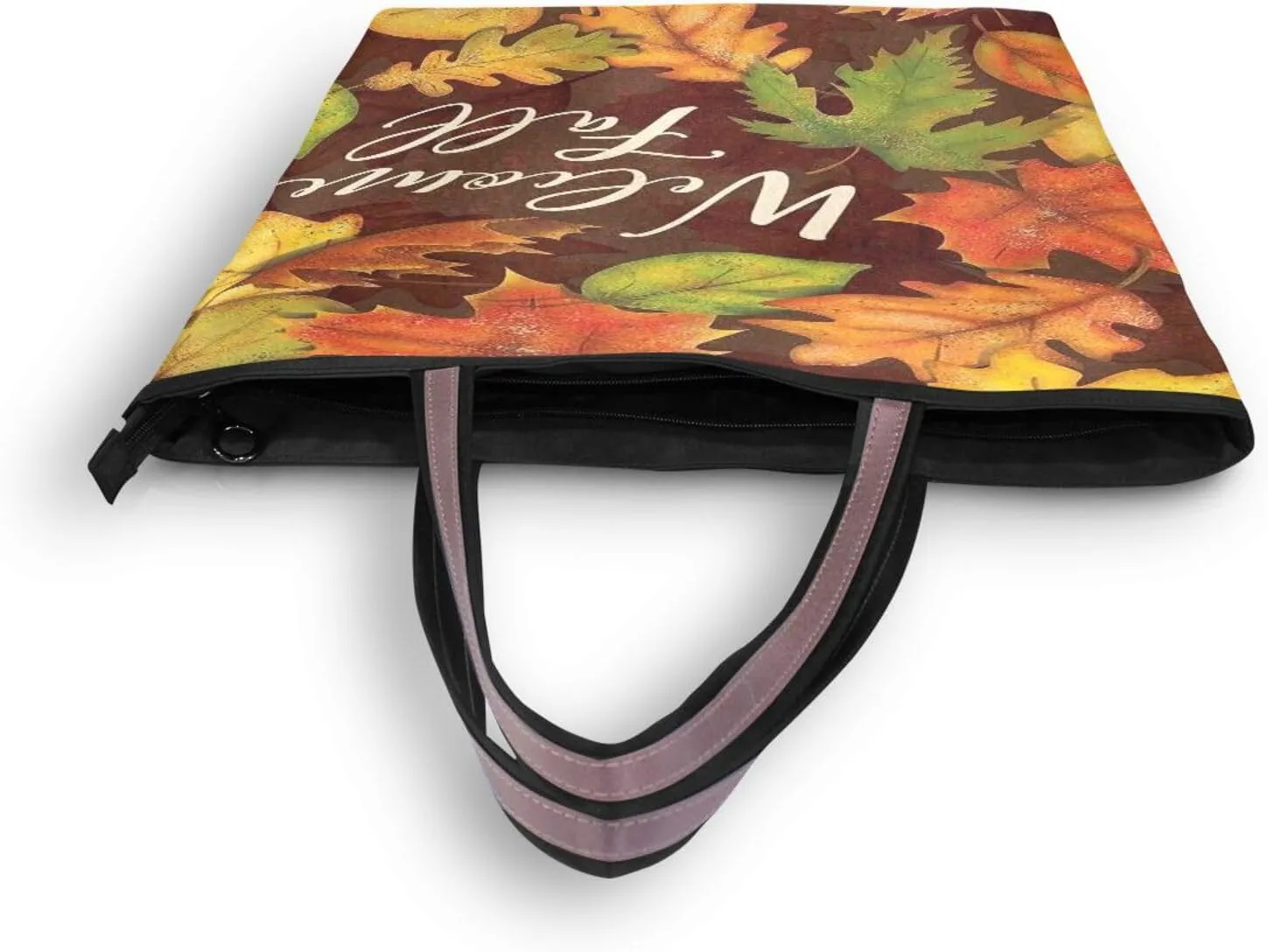 JSTEL Tote Bag for Women with Zipper,Polyester Tote Purse Holiday Tote Bag Work Handbag Women Gift
