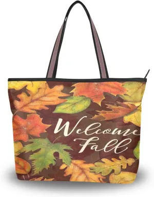 JSTEL Tote Bag for Women with Zipper,Polyester Tote Purse Holiday Tote Bag Work Handbag Women Gift