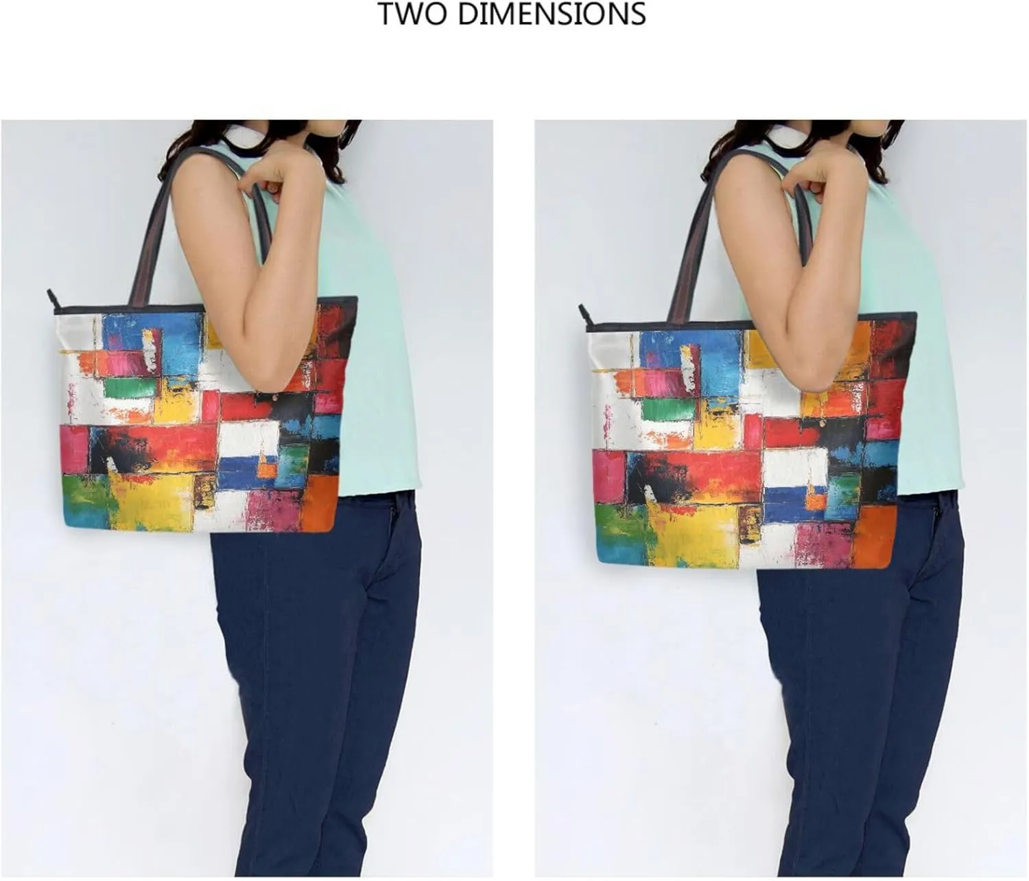 JSTEL Tote Bag for Women with Zipper,Polyester Tote Purse Holiday Tote Bag Work Handbag Women Gift