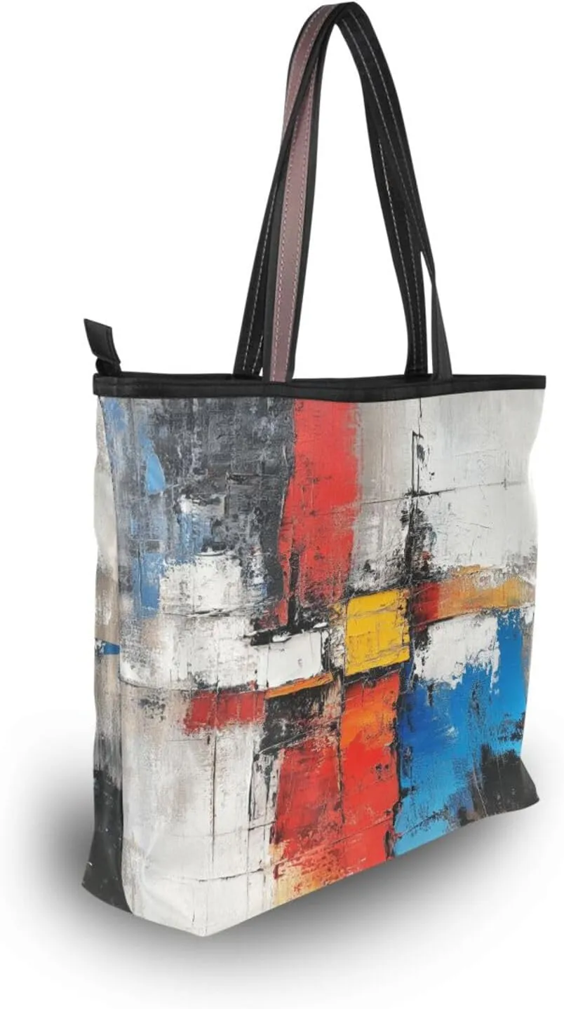 JSTEL Tote Bag for Women with Zipper,Polyester Tote Purse Holiday Tote Bag Work Handbag Women Gift