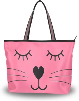 JSTEL Tote Bag for Women with Zipper,Polyester Tote Purse Holiday Tote Bag Work Handbag Women Gift