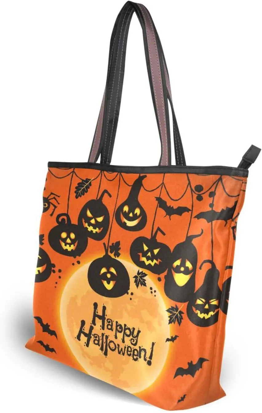 JSTEL Tote Bag for Women with Zipper,Polyester Tote Purse Holiday Tote Bag Work Handbag Women Gift