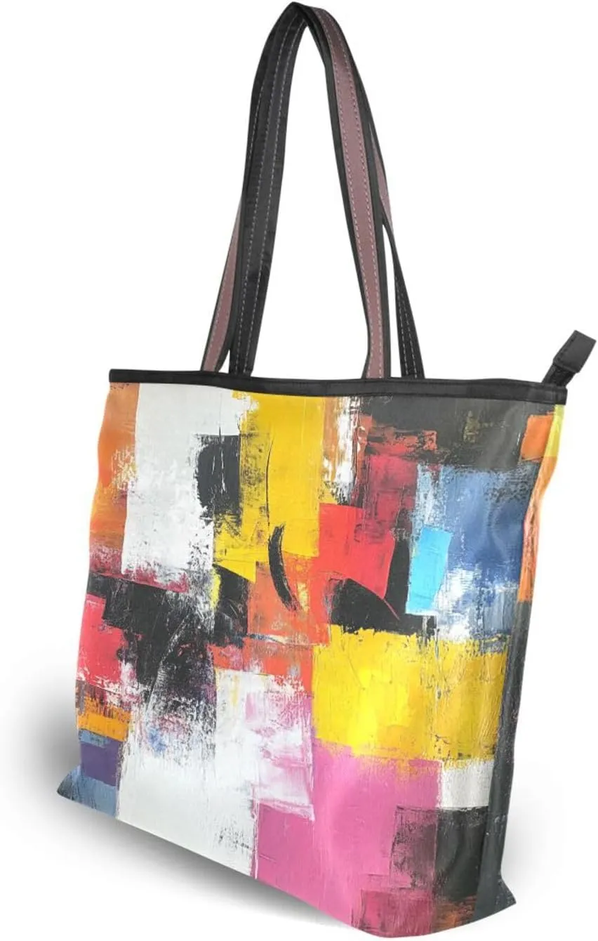 JSTEL Tote Bag for Women with Zipper,Polyester Tote Purse Holiday Tote Bag Work Handbag Women Gift