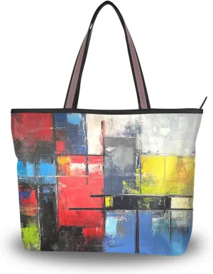 JSTEL Tote Bag for Women with Zipper,Polyester Tote Purse Holiday Tote Bag Work Handbag Women Gift