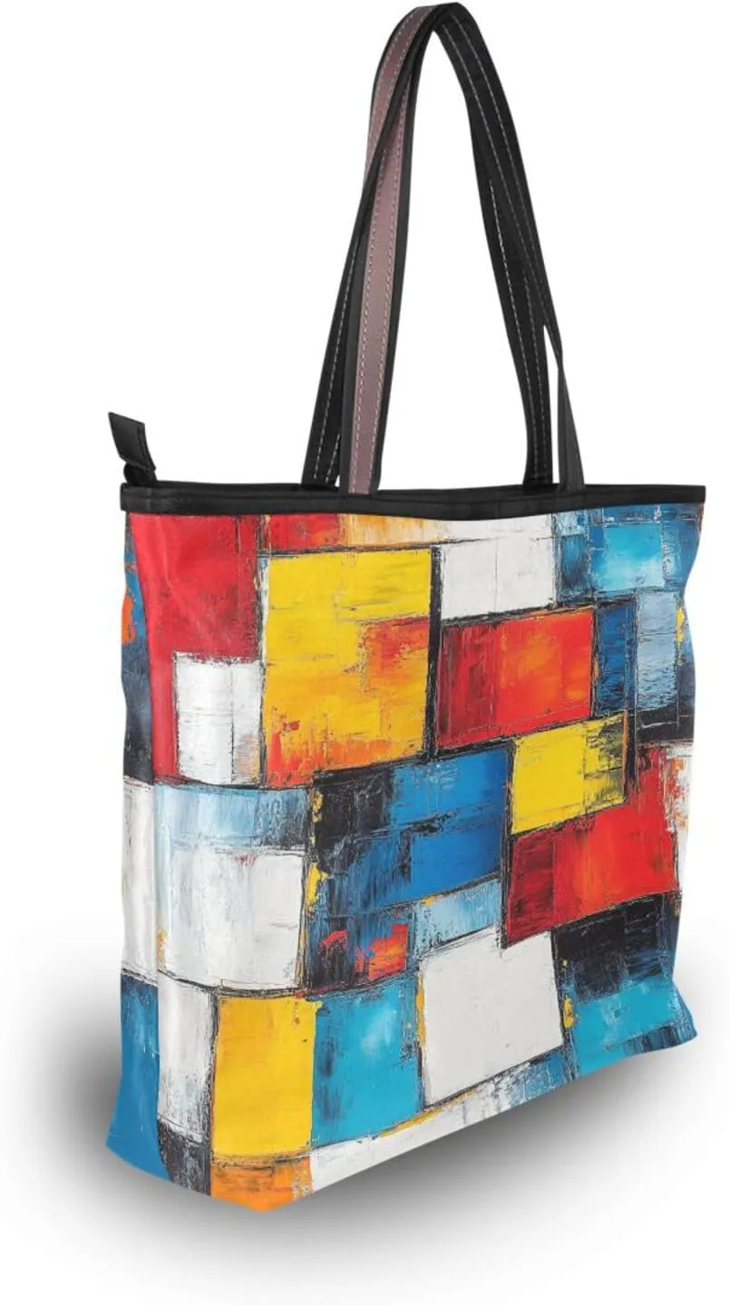 JSTEL Tote Bag for Women with Zipper,Polyester Tote Purse Holiday Tote Bag Work Handbag Women Gift