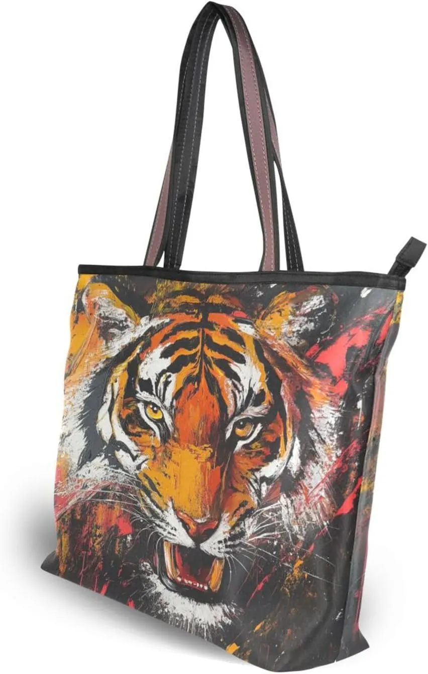 JSTEL Tote Bag for Women with Zipper,Polyester Tote Purse Holiday Tote Bag Work Handbag Women Gift