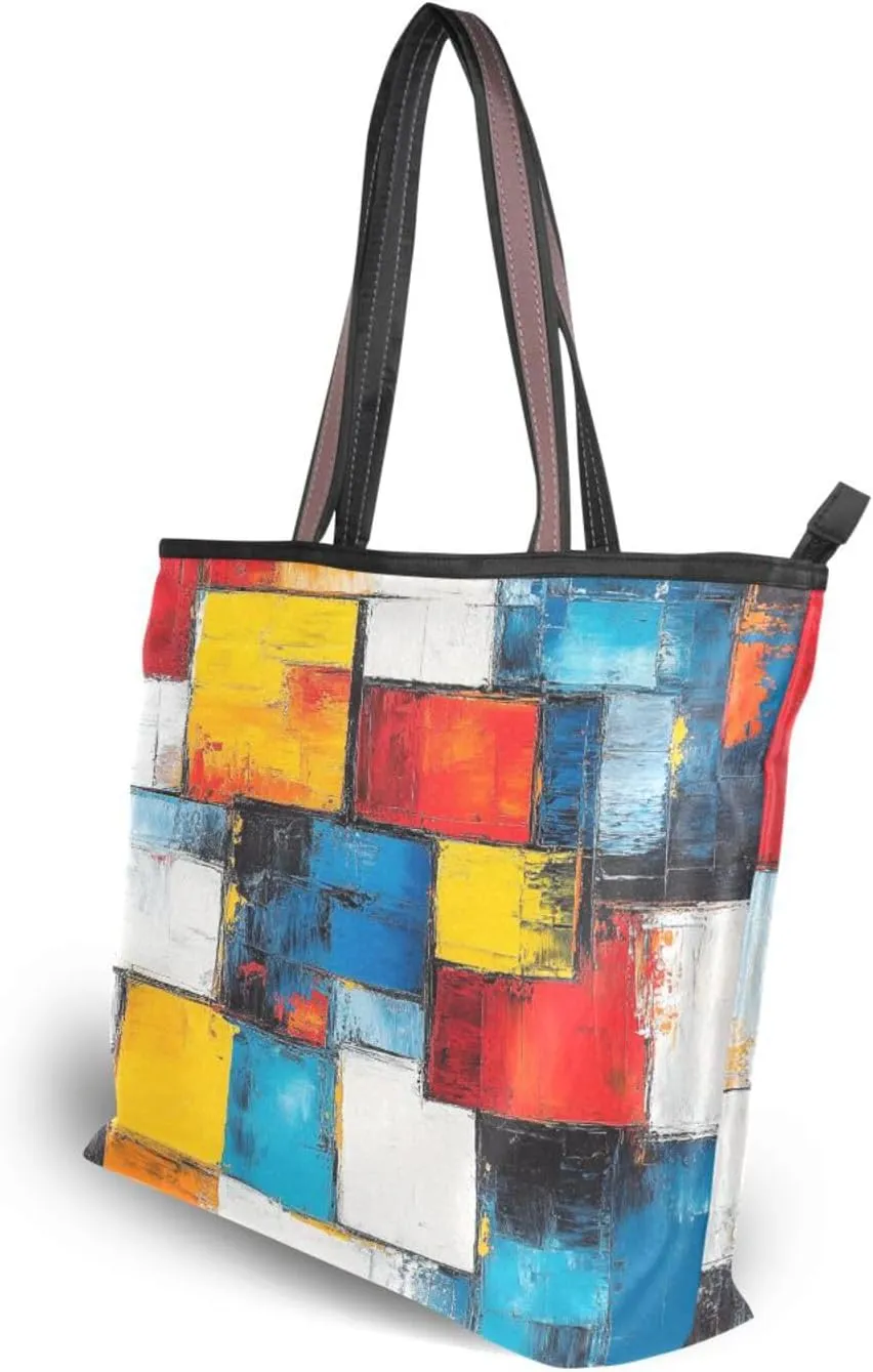 JSTEL Tote Bag for Women with Zipper,Polyester Tote Purse Holiday Tote Bag Work Handbag Women Gift