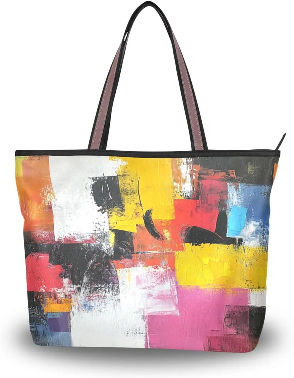 JSTEL Tote Bag for Women with Zipper,Polyester Tote Purse Holiday Tote Bag Work Handbag Women Gift