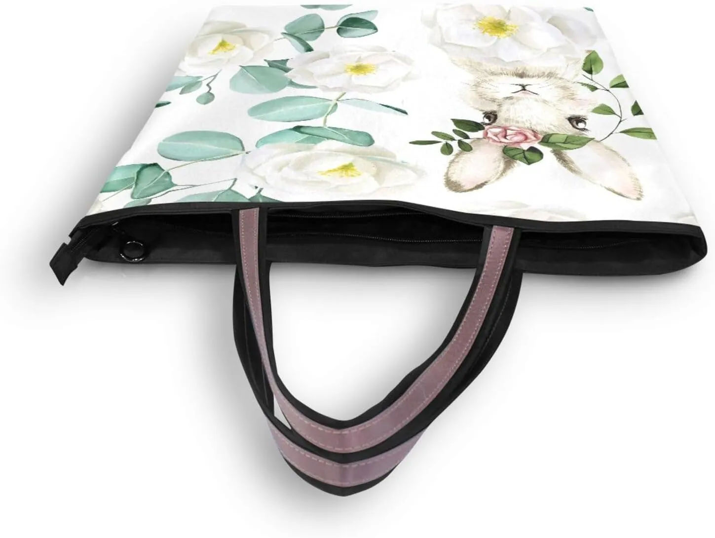 JSTEL Tote Bag for Women with Zipper,Polyester Tote Purse Holiday Tote Bag Work Handbag Women Gift