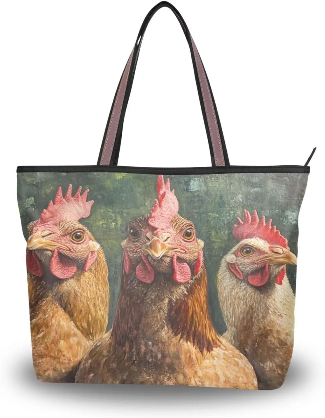 JSTEL Tote Bag for Women with Zipper,Polyester Tote Purse Holiday Tote Bag Work Handbag Women Gift