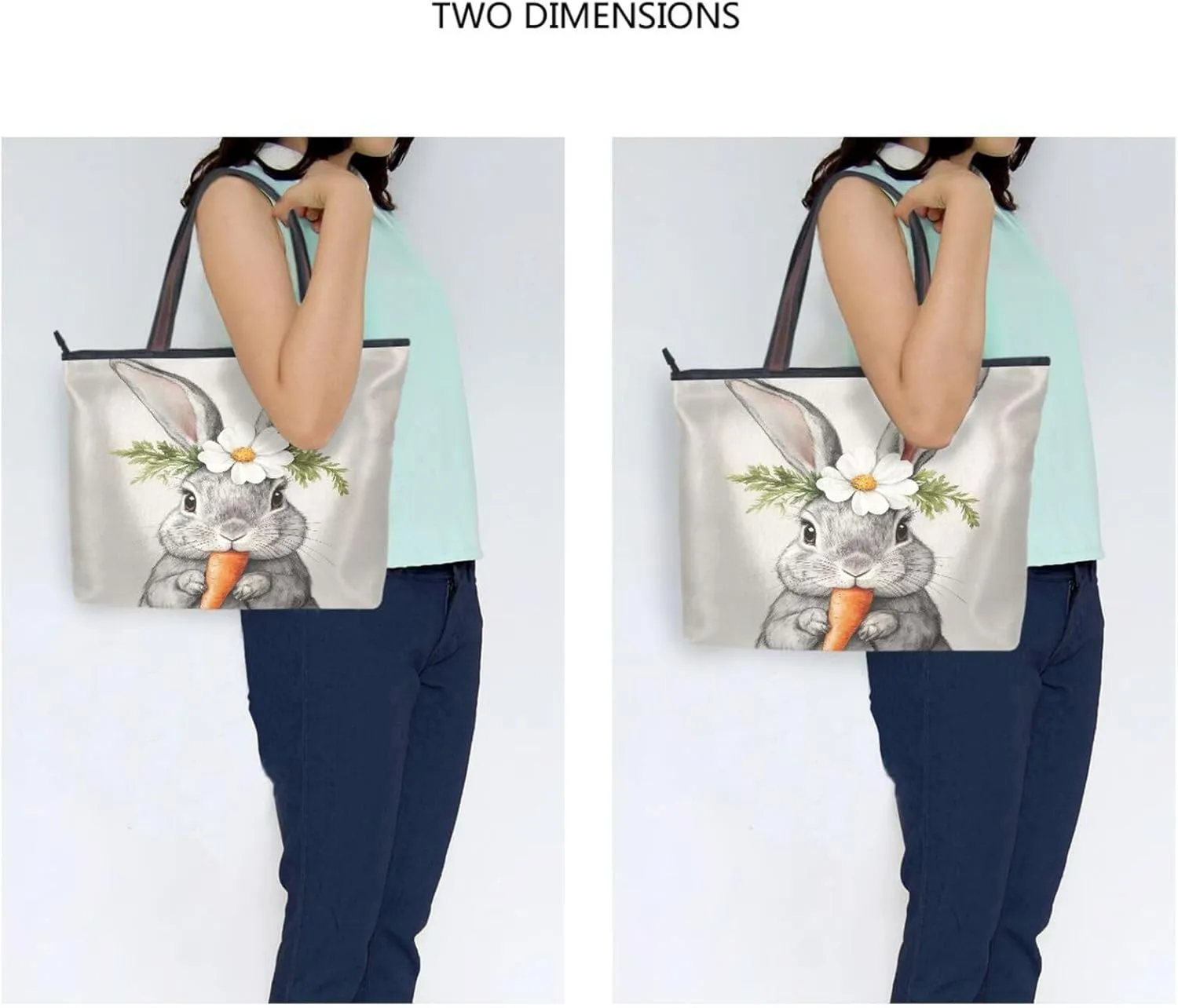 JSTEL Tote Bag for Women with Zipper,Polyester Tote Purse Holiday Tote Bag Work Handbag Women Gift