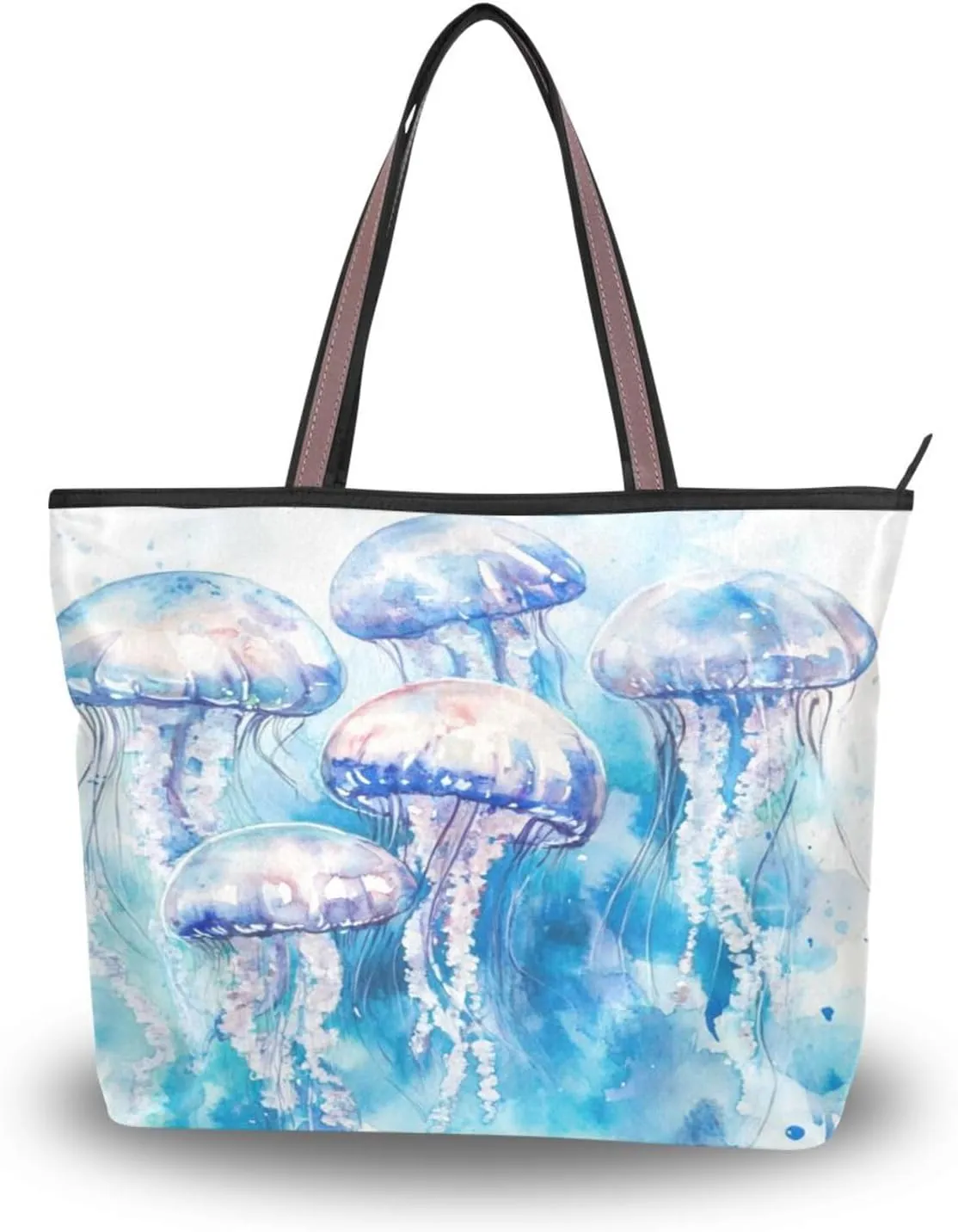 JSTEL Tote Bag for Women with Zipper,Polyester Tote Purse Holiday Tote Bag Work Handbag Women Gift