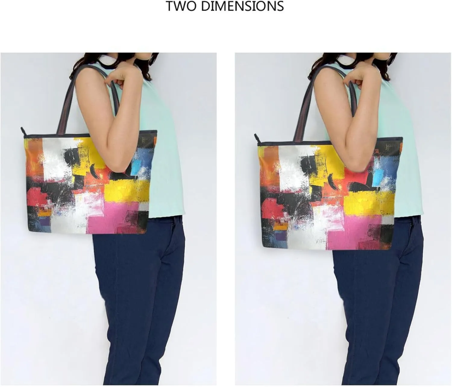 JSTEL Tote Bag for Women with Zipper,Polyester Tote Purse Holiday Tote Bag Work Handbag Women Gift