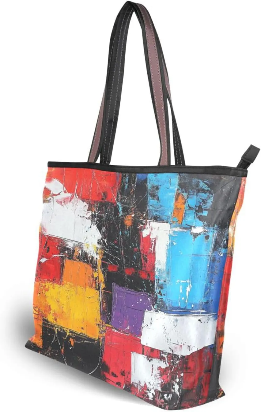 JSTEL Tote Bag for Women with Zipper,Polyester Tote Purse Holiday Tote Bag Work Handbag Women Gift