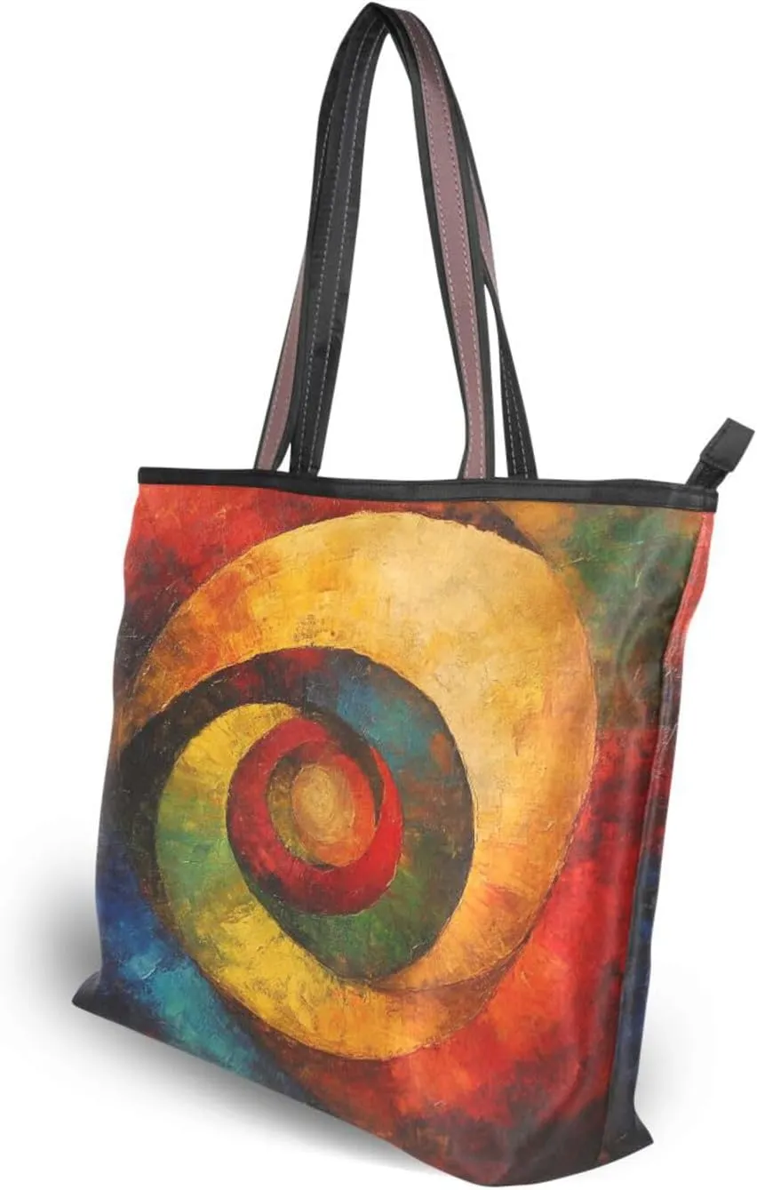 JSTEL Tote Bag for Women with Zipper,Polyester Tote Purse Holiday Tote Bag Work Handbag Women Gift