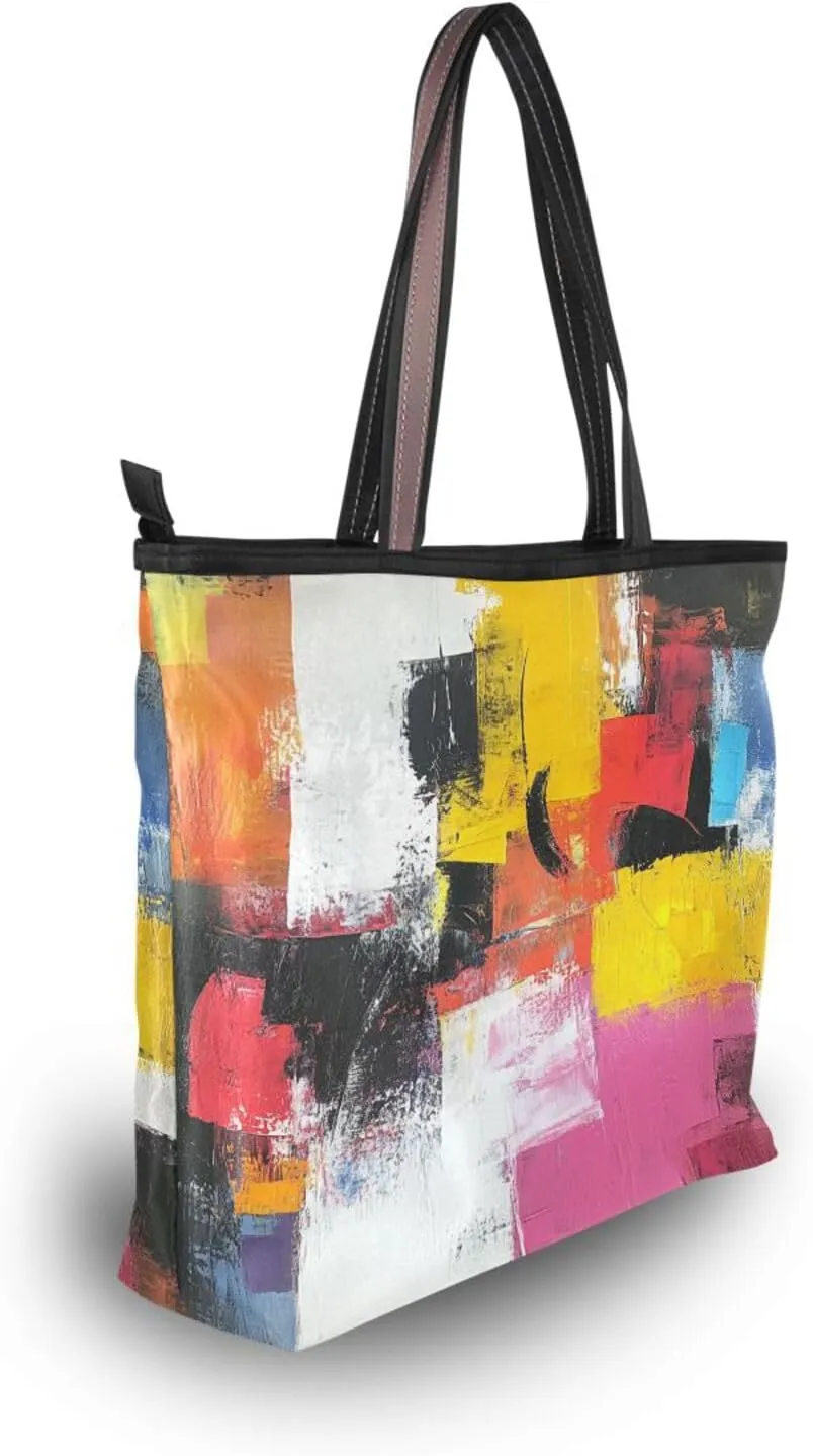 JSTEL Tote Bag for Women with Zipper,Polyester Tote Purse Holiday Tote Bag Work Handbag Women Gift