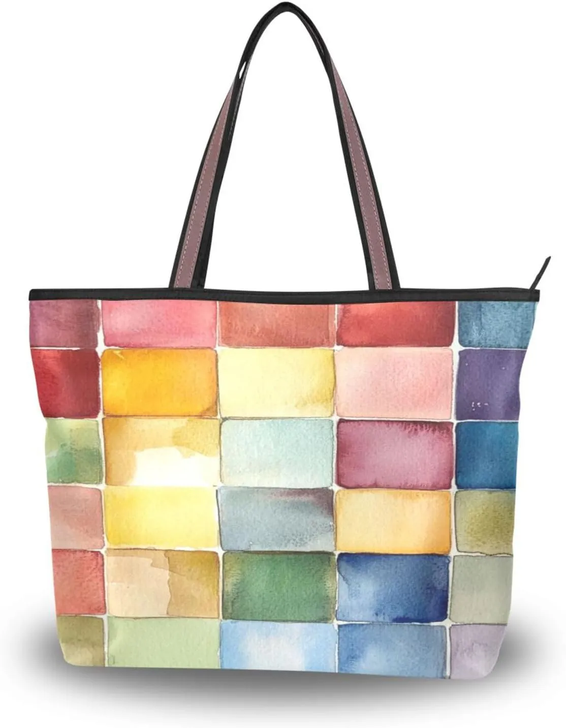 JSTEL Tote Bag for Women with Zipper,Polyester Tote Purse Holiday Tote Bag Work Handbag Women Gift