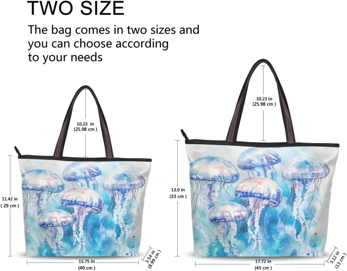 JSTEL Tote Bag for Women with Zipper,Polyester Tote Purse Holiday Tote Bag Work Handbag Women Gift