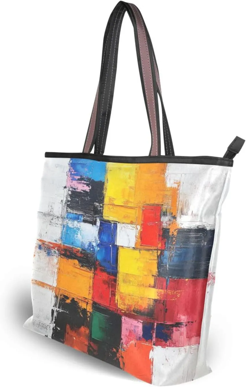 JSTEL Tote Bag for Women with Zipper,Polyester Tote Purse Holiday Tote Bag Work Handbag Women Gift