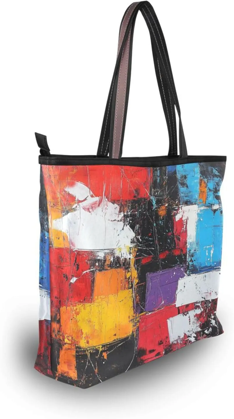 JSTEL Tote Bag for Women with Zipper,Polyester Tote Purse Holiday Tote Bag Work Handbag Women Gift