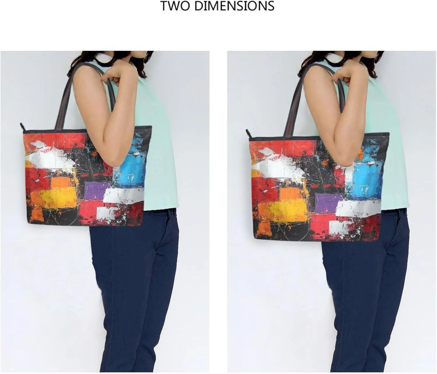 JSTEL Tote Bag for Women with Zipper,Polyester Tote Purse Holiday Tote Bag Work Handbag Women Gift
