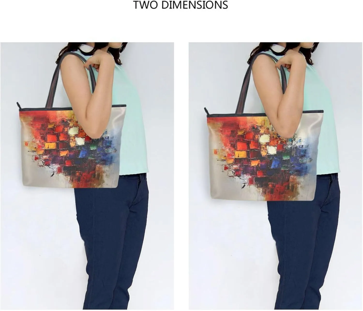 JSTEL Tote Bag for Women with Zipper,Polyester Tote Purse Holiday Tote Bag Work Handbag Women Gift