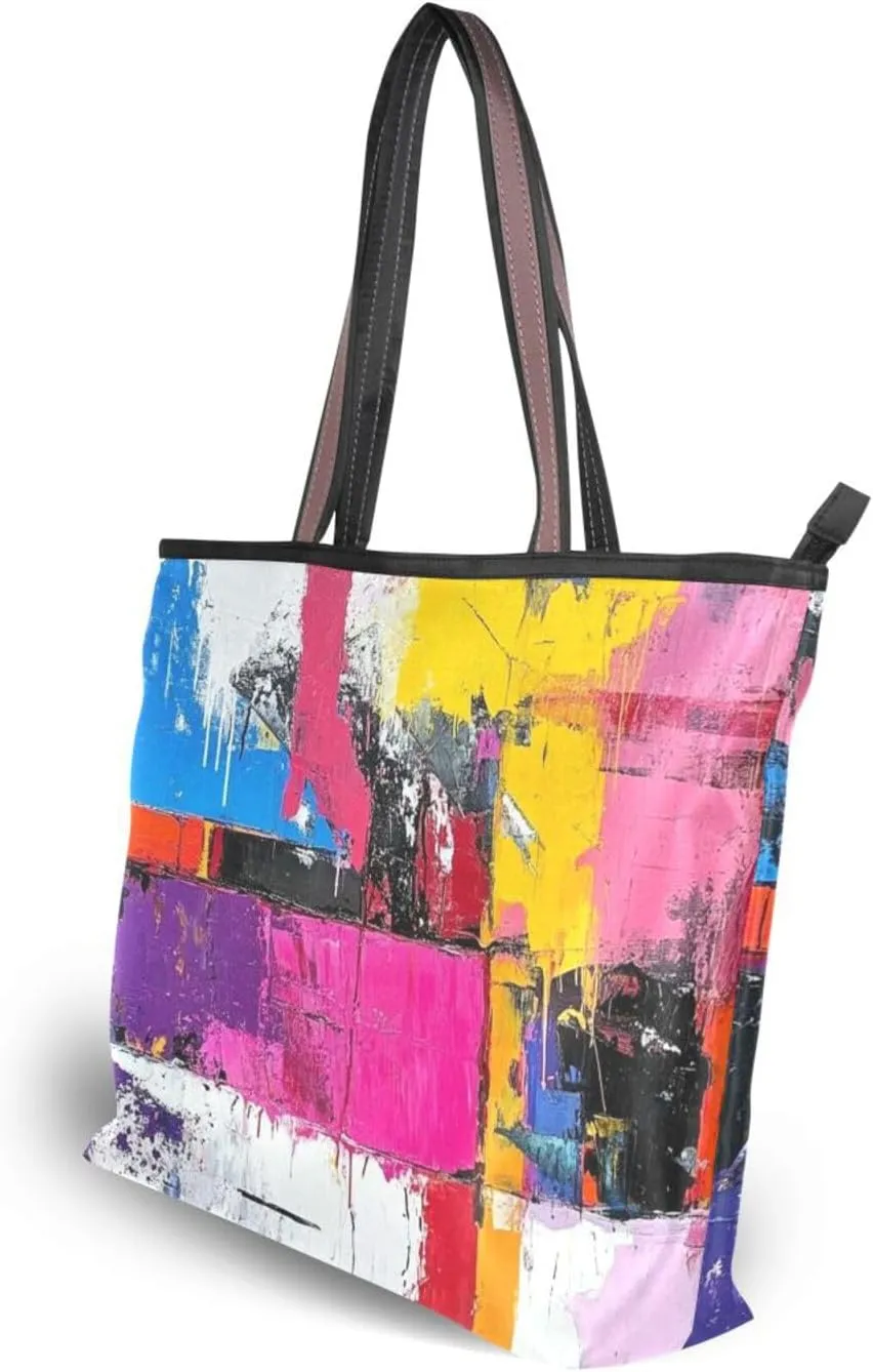 JSTEL Tote Bag for Women with Zipper,Polyester Tote Purse Holiday Tote Bag Work Handbag Women Gift