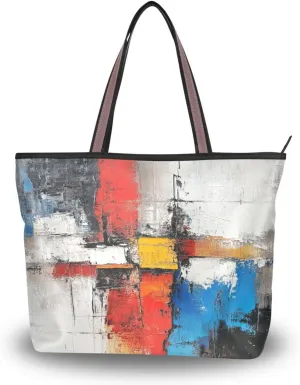 JSTEL Tote Bag for Women with Zipper,Polyester Tote Purse Holiday Tote Bag Work Handbag Women Gift