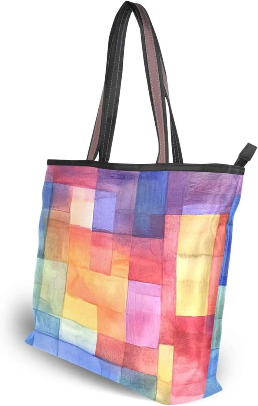 JSTEL Tote Bag for Women with Zipper,Polyester Tote Purse Holiday Tote Bag Work Handbag Women Gift