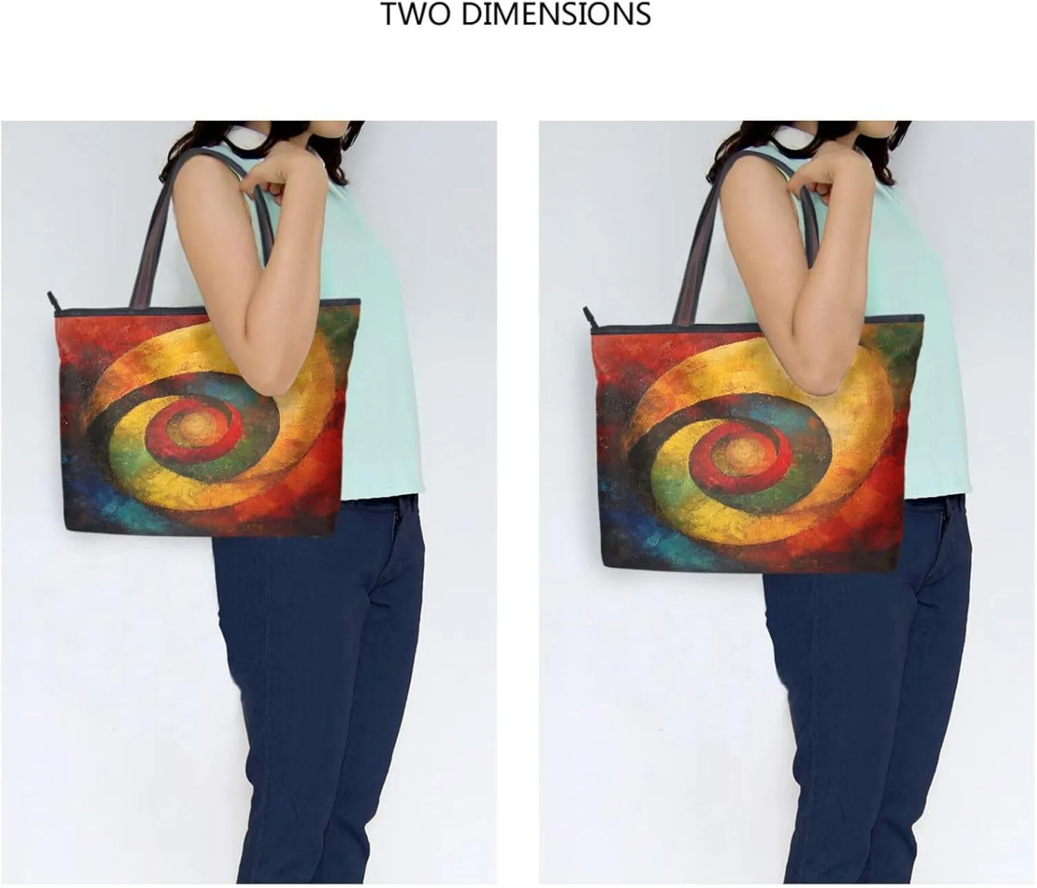 JSTEL Tote Bag for Women with Zipper,Polyester Tote Purse Holiday Tote Bag Work Handbag Women Gift