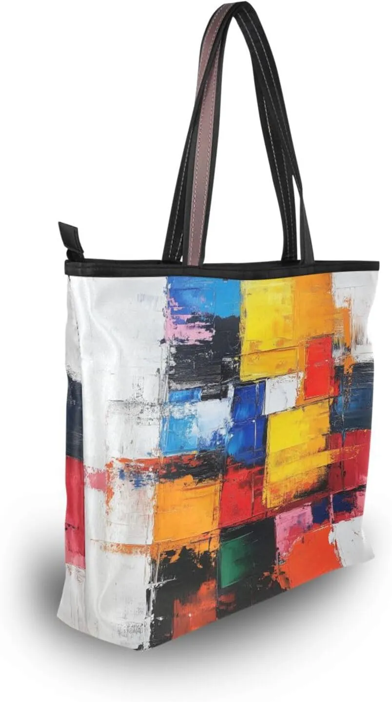 JSTEL Tote Bag for Women with Zipper,Polyester Tote Purse Holiday Tote Bag Work Handbag Women Gift