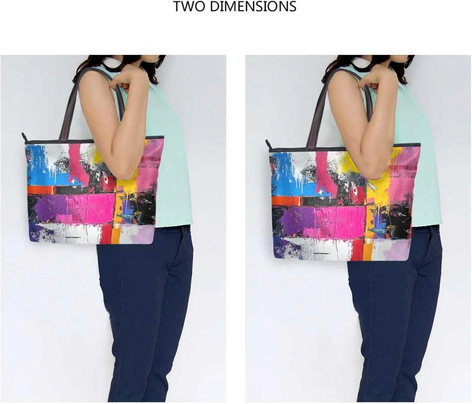 JSTEL Tote Bag for Women with Zipper,Polyester Tote Purse Holiday Tote Bag Work Handbag Women Gift