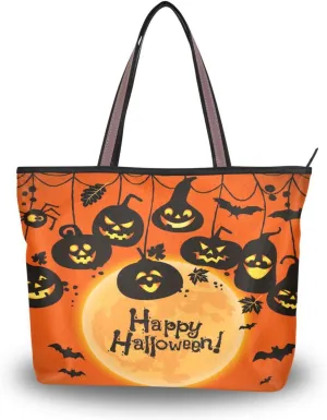 JSTEL Tote Bag for Women with Zipper,Polyester Tote Purse Holiday Tote Bag Work Handbag Women Gift