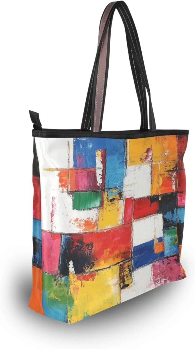JSTEL Tote Bag for Women with Zipper,Polyester Tote Purse Holiday Tote Bag Work Handbag Women Gift