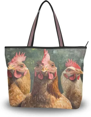 JSTEL Tote Bag for Women with Zipper,Polyester Tote Purse Holiday Tote Bag Work Handbag Women Gift