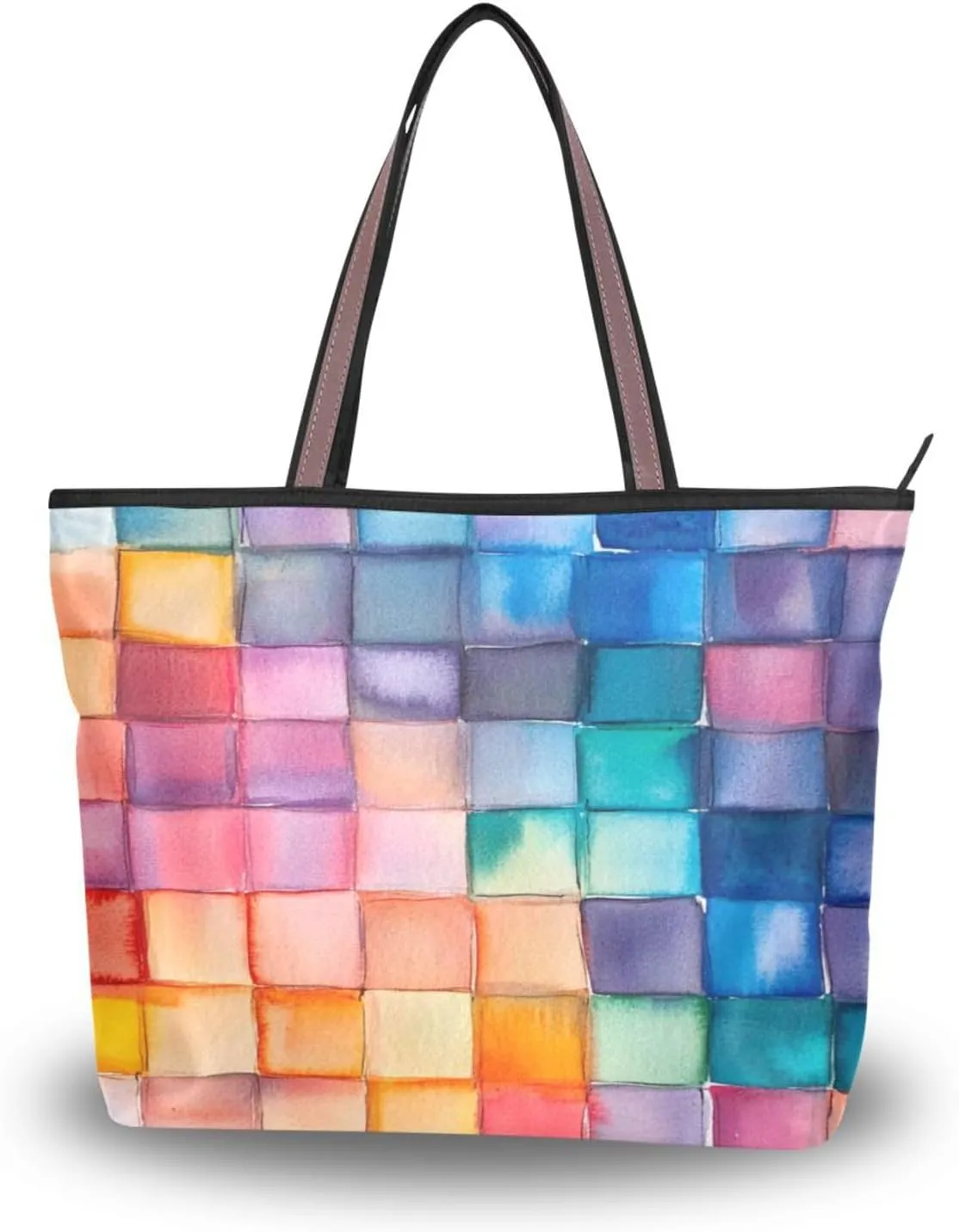 JSTEL Tote Bag for Women with Zipper,Polyester Tote Purse Holiday Tote Bag Work Handbag Women Gift