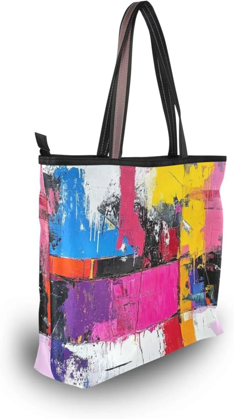 JSTEL Tote Bag for Women with Zipper,Polyester Tote Purse Holiday Tote Bag Work Handbag Women Gift