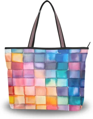 JSTEL Tote Bag for Women with Zipper,Polyester Tote Purse Holiday Tote Bag Work Handbag Women Gift