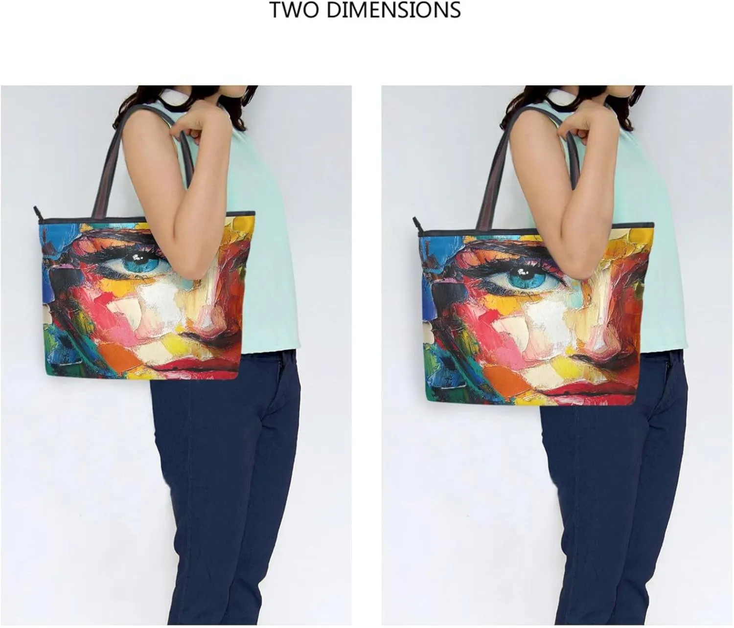 JSTEL Tote Bag for Women with Zipper,Polyester Tote Purse Holiday Tote Bag Work Handbag Women Gift