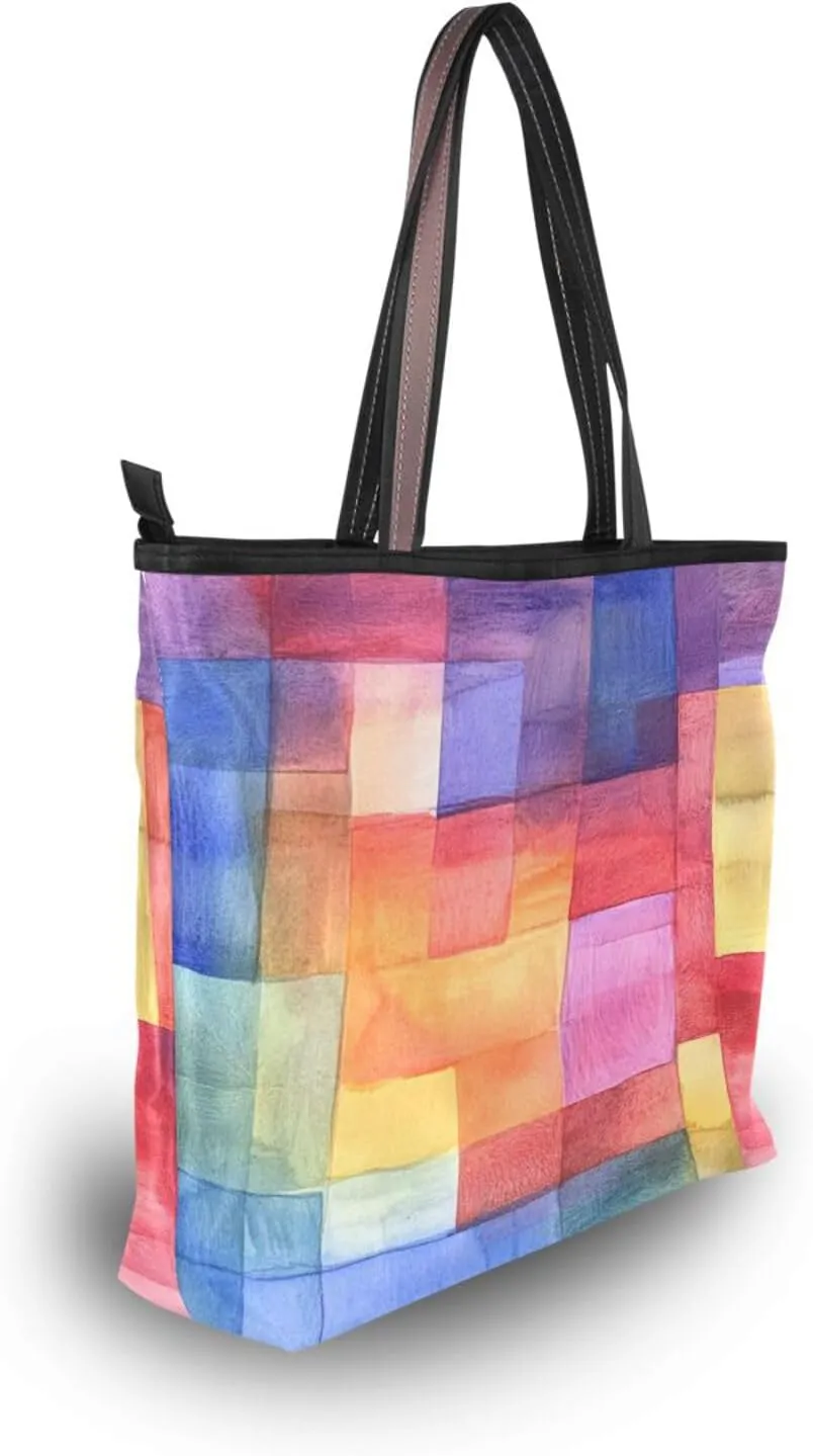 JSTEL Tote Bag for Women with Zipper,Polyester Tote Purse Holiday Tote Bag Work Handbag Women Gift