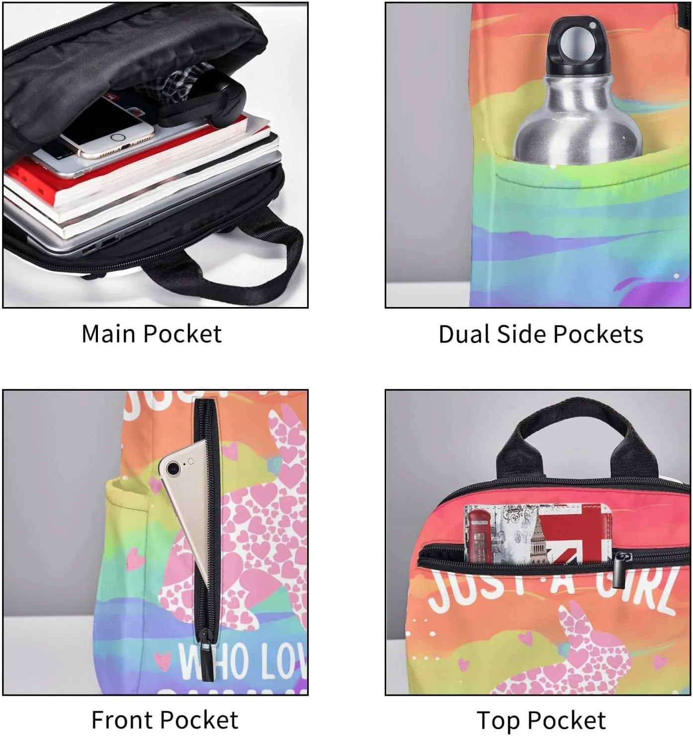 Just A Women Who Loves Bunnies Bunny Travel Laptop Backpack Casual Backpacks Double Shoulder Daypack Notebook Rucksack Work Bags Sports Bag for Gym Hiking Camping Beach
