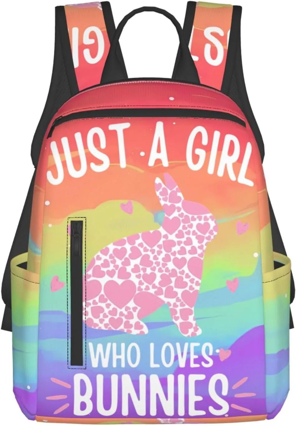 Just A Women Who Loves Bunnies Bunny Travel Laptop Backpack Casual Backpacks Double Shoulder Daypack Notebook Rucksack Work Bags Sports Bag for Gym Hiking Camping Beach