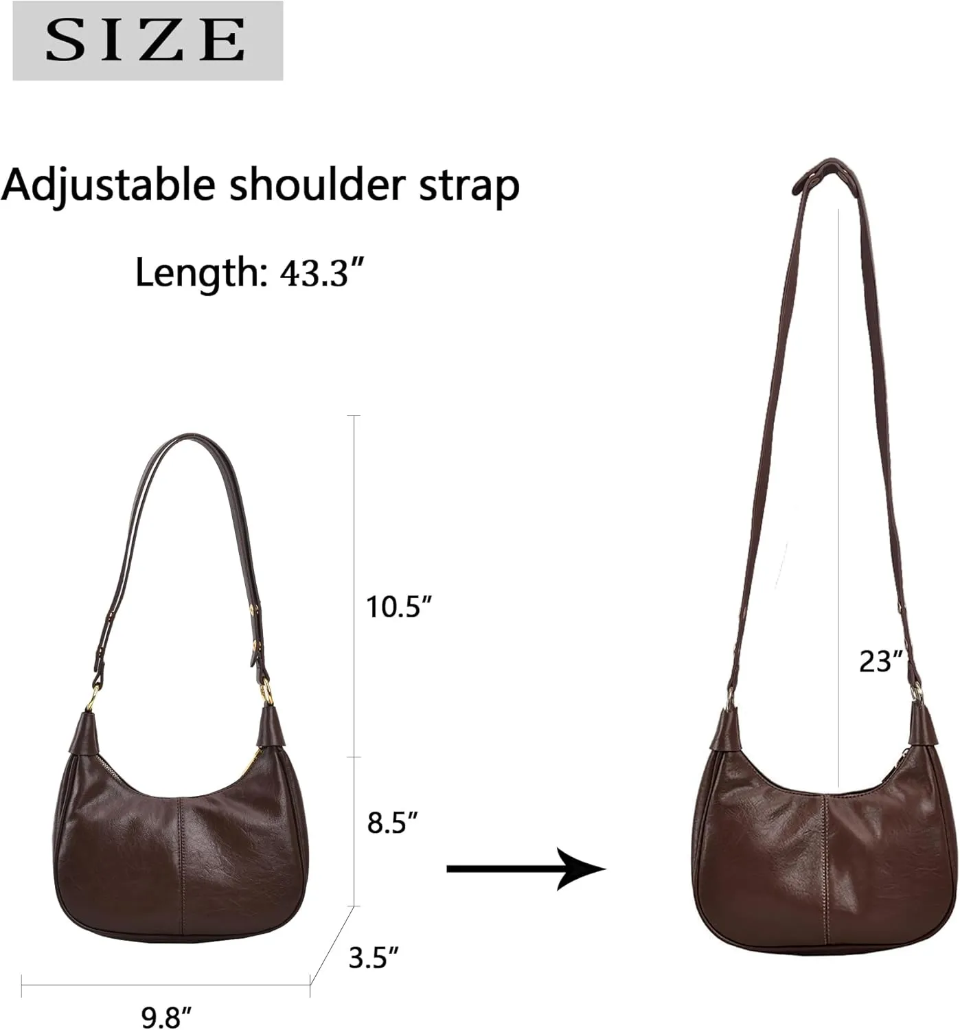 JYG Small Hobo Bags for Women Retro Crescent Shoulder Purse Fall Soft Crossbody Handbag 2025