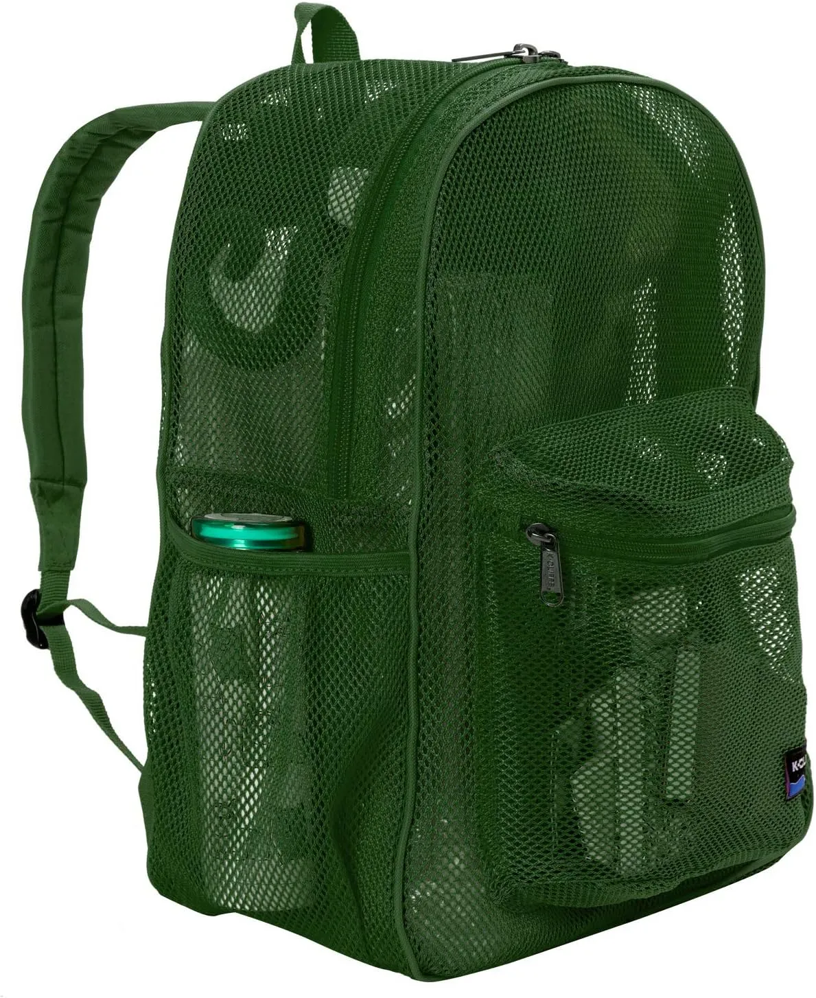 K-Cliffs Heavy Duty Mesh Backpack Quality Classic Student Net Bookbag Durable See Through Simple Netting Daypack Deluxe Basic School Bag Green