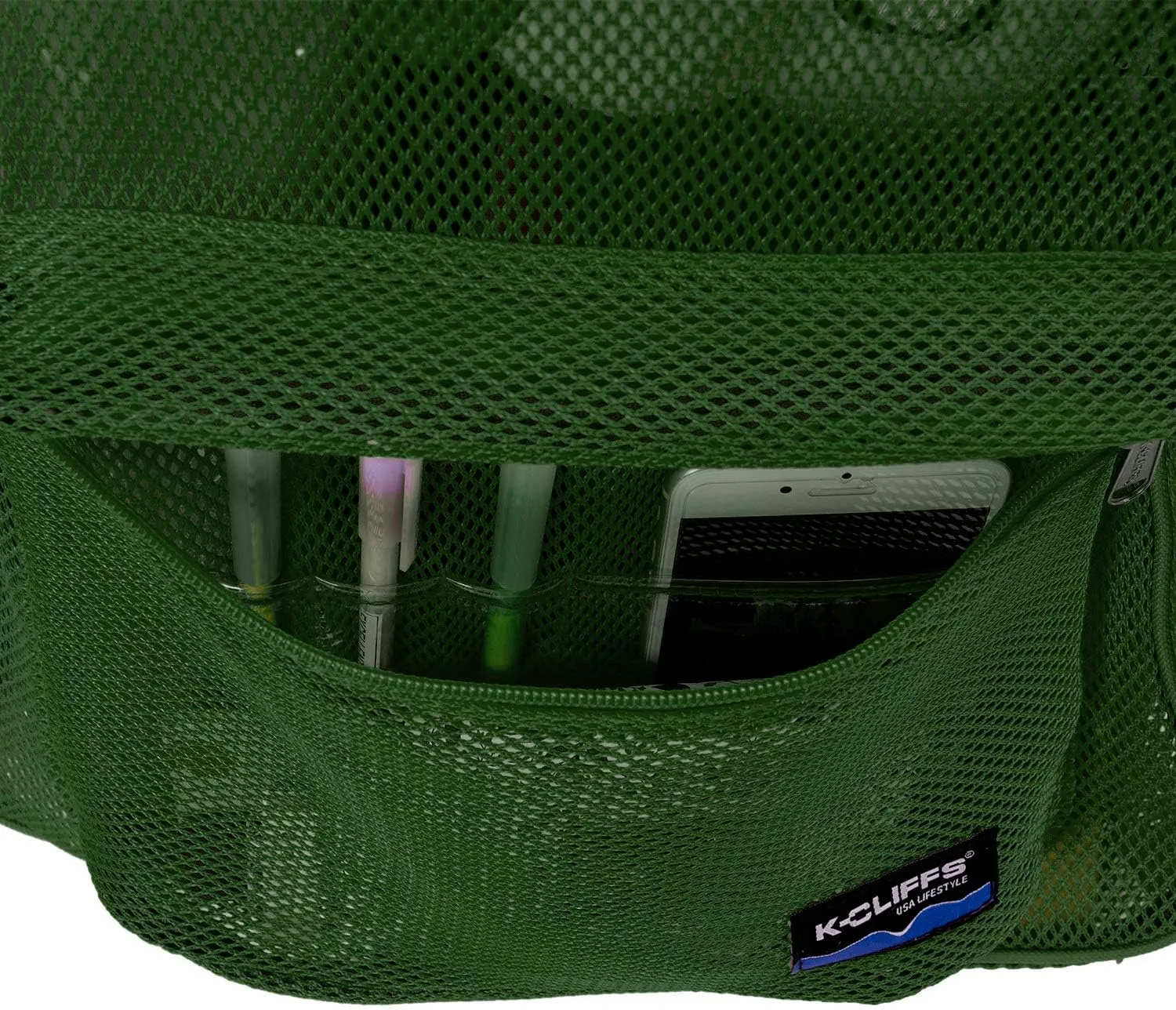 K-Cliffs Heavy Duty Mesh Backpack Quality Classic Student Net Bookbag Durable See Through Simple Netting Daypack Deluxe Basic School Bag Green