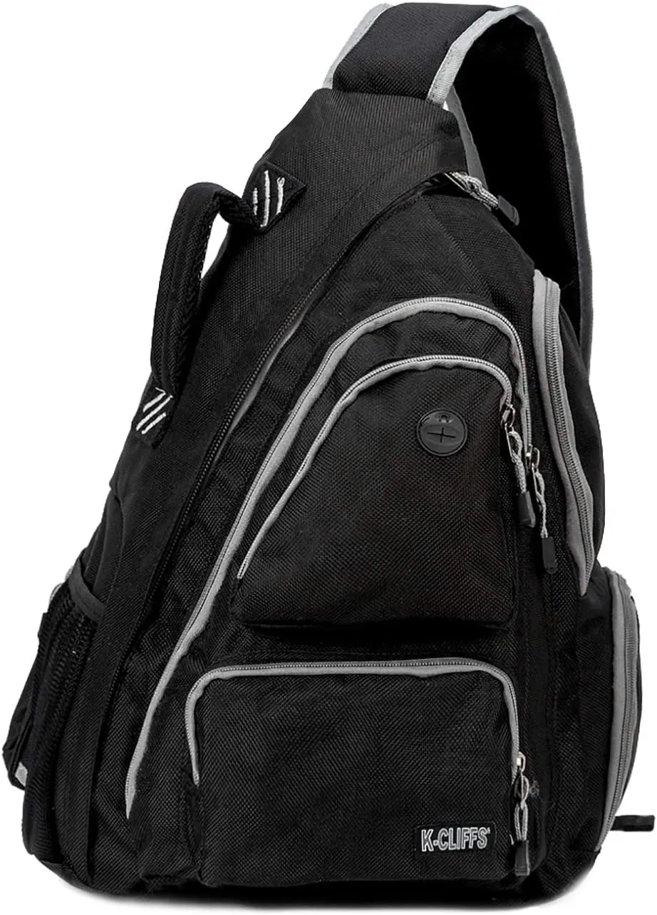K-Cliffs Heavy Duty Sling Backpack Water-Resistant Laptop Bookbag Body Bag Bright Color Safety Reflective Stipe