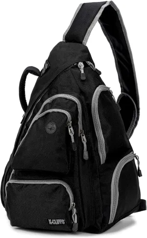 K-Cliffs Heavy Duty Sling Backpack Water-Resistant Laptop Bookbag Body Bag Bright Color Safety Reflective Stipe